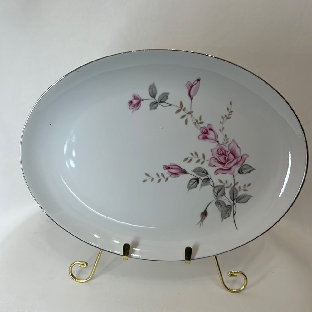 Castlecourt Rose Glow Serving Platter Fine China Japan 12 Inches X 9 1/4 Inches